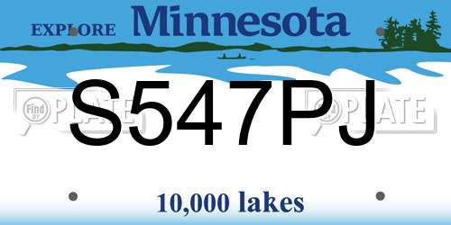 S547PJ Minnesota License Plate