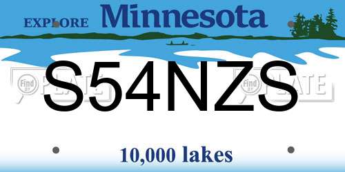 S54NZS Minnesota License Plate