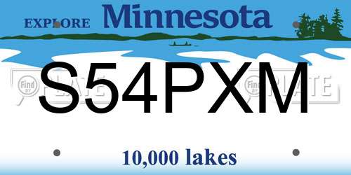S54PXM Minnesota License Plate