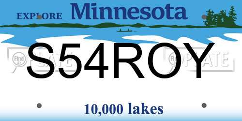 S54ROY Minnesota License Plate