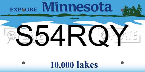 S54RQY Minnesota License Plate