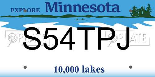 S54TPJ Minnesota License Plate