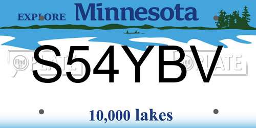 S54YBV Minnesota License Plate