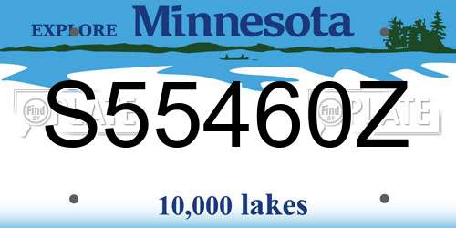 S55460Z Minnesota License Plate