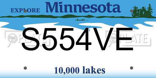 S554VE Minnesota License Plate