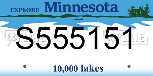 S555151 Minnesota License Plate