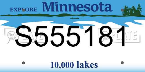 S555181 Minnesota License Plate
