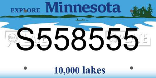 S558555 Minnesota License Plate