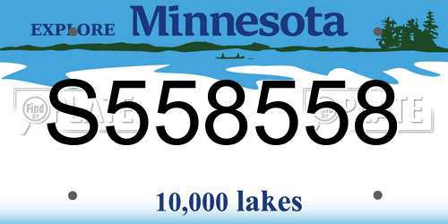 S558558 Minnesota License Plate