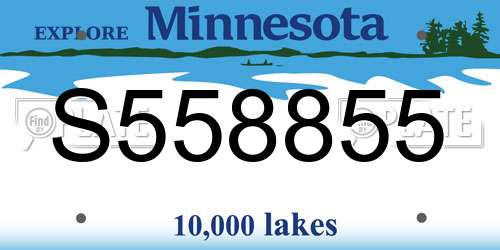 S558855 Minnesota License Plate