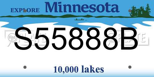 S55888B Minnesota License Plate
