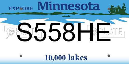 S558HE Minnesota License Plate