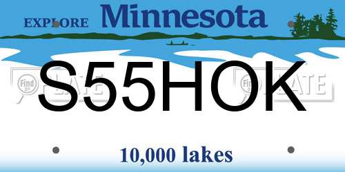 S55HOK Minnesota License Plate