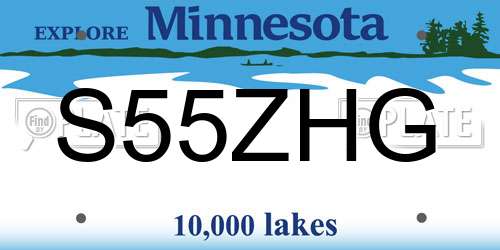 S55ZHG Minnesota License Plate