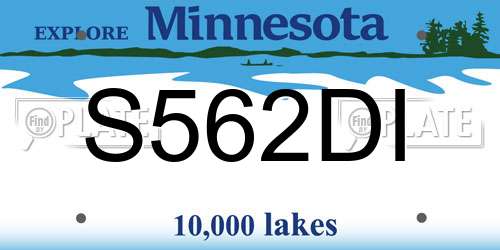 S562DI Minnesota License Plate