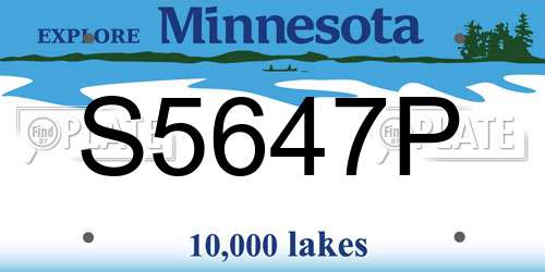 S5647P Minnesota License Plate