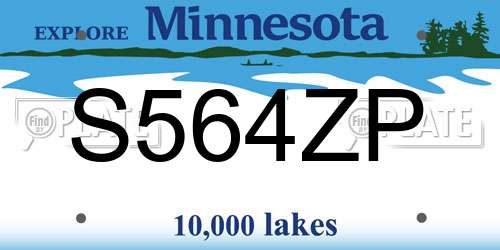 S564ZP Minnesota License Plate