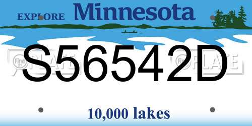 S56542D Minnesota License Plate