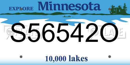 S56542O Minnesota License Plate