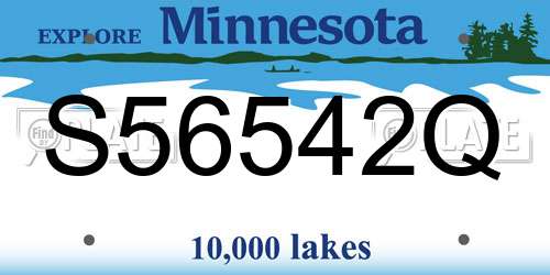 S56542Q Minnesota License Plate