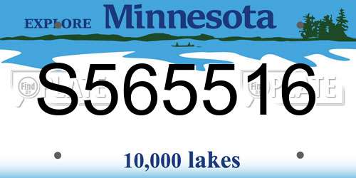 S565516 Minnesota License Plate