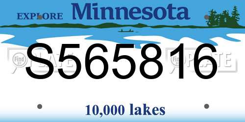 S565816 Minnesota License Plate