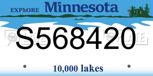 S568420 Minnesota License Plate