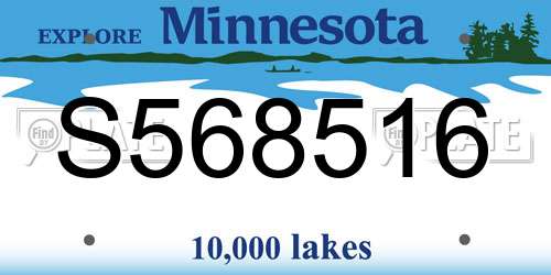 S568516 Minnesota License Plate