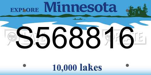 S568816 Minnesota License Plate
