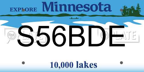 S56BDE Minnesota License Plate
