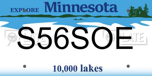S56SOE Minnesota License Plate