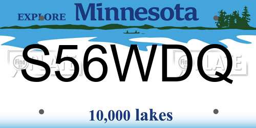 S56WDQ Minnesota License Plate