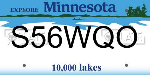 S56WQO Minnesota License Plate