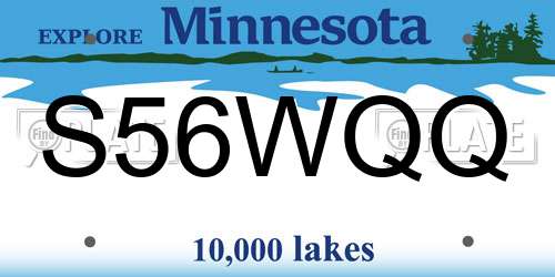 S56WQQ Minnesota License Plate