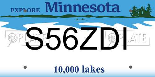 S56ZDI Minnesota License Plate