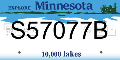 S57077B Minnesota License Plate