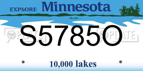S5785O Minnesota License Plate