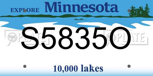 S5835O Minnesota License Plate