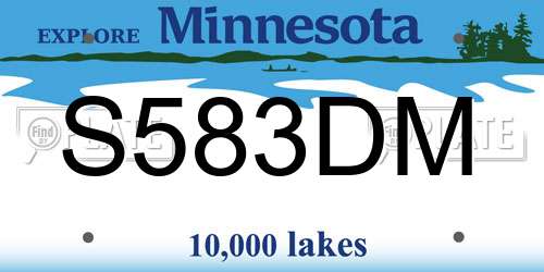 S583DM Minnesota License Plate