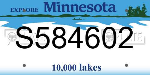 S584602 Minnesota License Plate