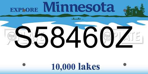S58460Z Minnesota License Plate