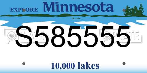 S585555 Minnesota License Plate