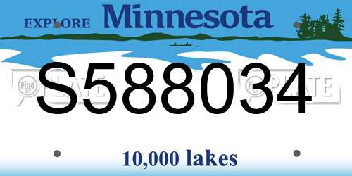 S588034 Minnesota License Plate
