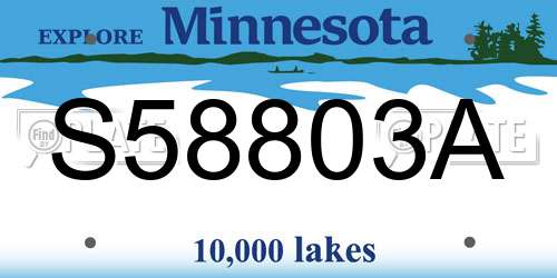 S58803A Minnesota License Plate