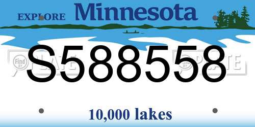 S588558 Minnesota License Plate