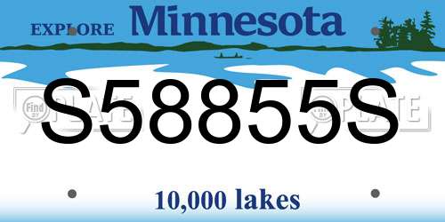 S58855S Minnesota License Plate