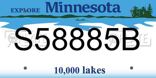 S58885B Minnesota License Plate