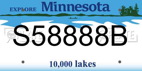S58888B Minnesota License Plate