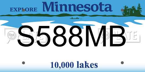 S588MB Minnesota License Plate