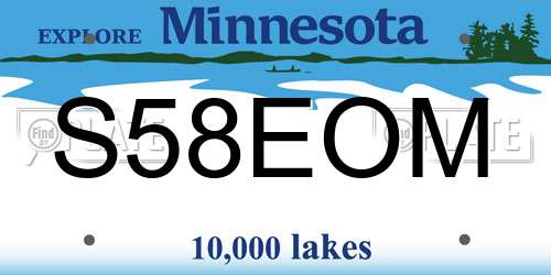 S58EOM Minnesota License Plate